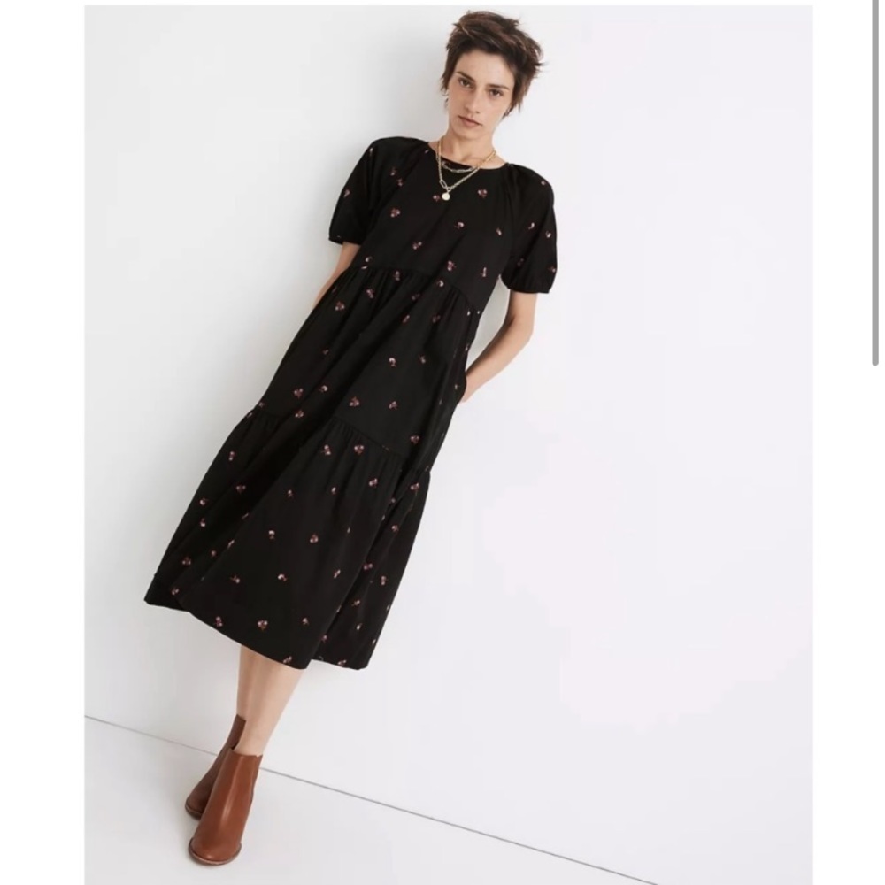 Madewell Short-Sleeve Cattail Tiered Dress in Amie Floral NWOT